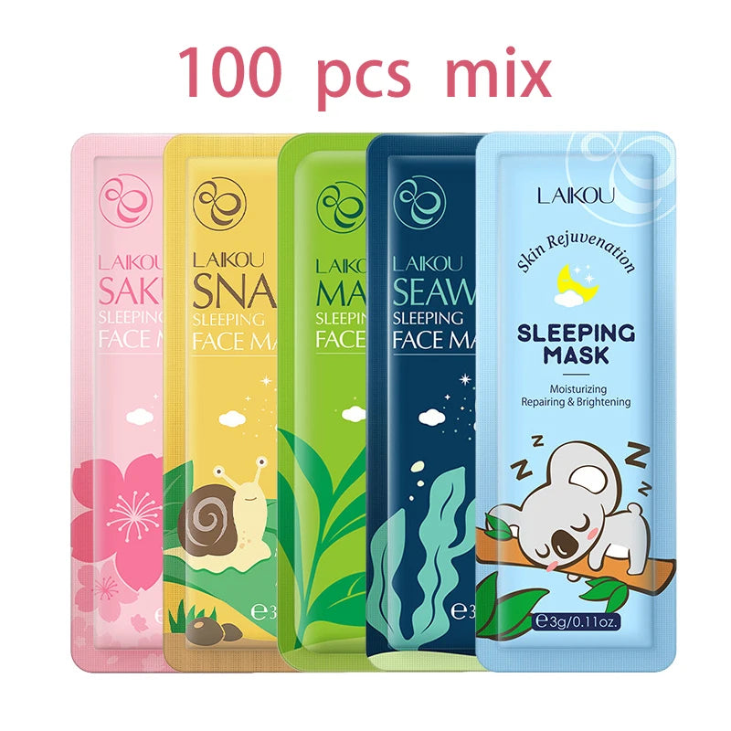 100 pcs LAIKOU Moisturizing Sleeping Mask Sakura Snail